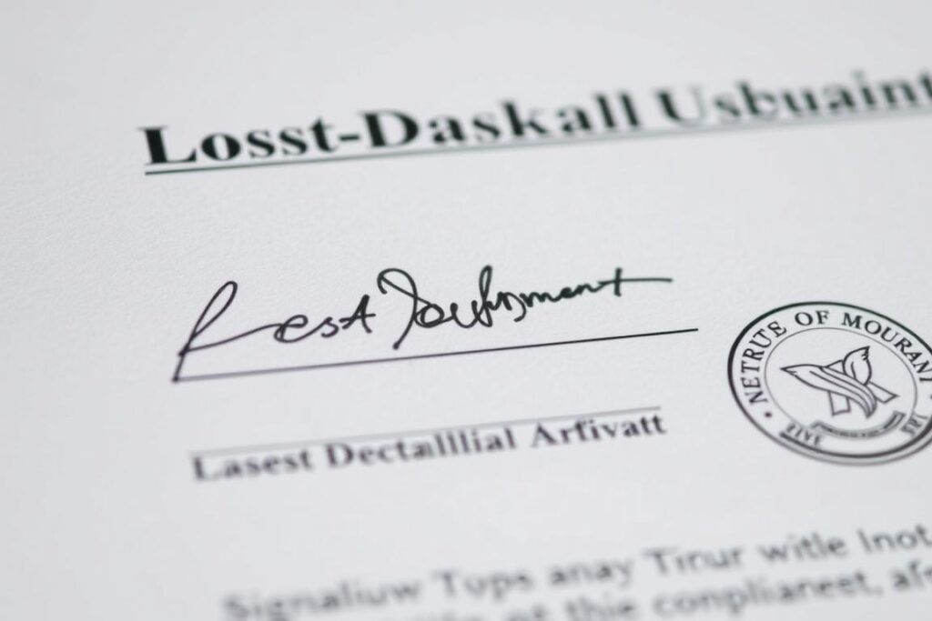 Close-up of the signature and notary section of a Lost Documents Affidavit Close-up of the signature and notary section of a Lost Documents Affidavit