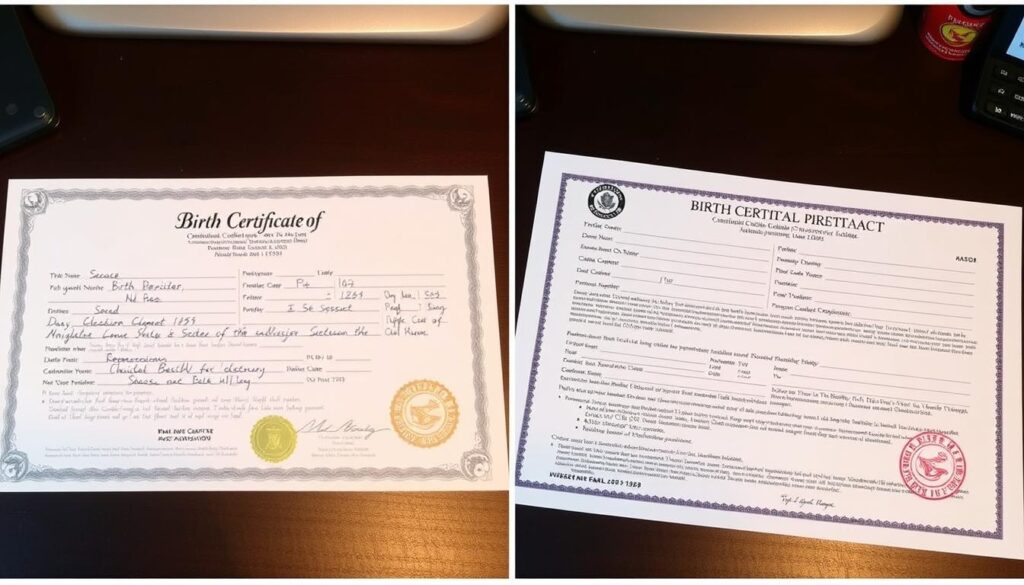 Comparison of birth certificate and birth certificate affidavit