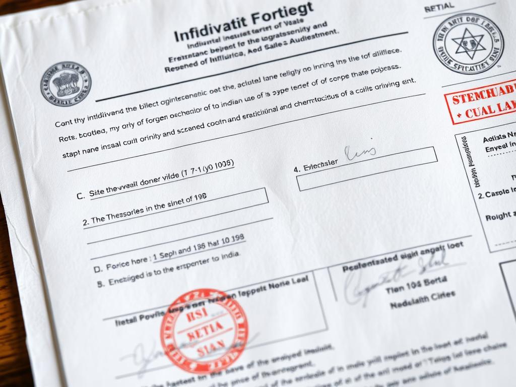 Completed affidavit with notary seal and signature