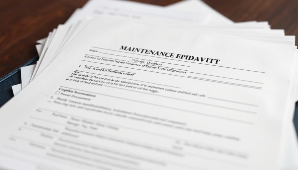 Completed and properly filed Maintenance Affidavit with supporting documents