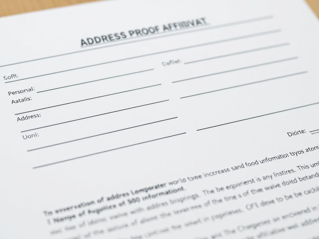 Detailed view of address proof affidavit with all required information highlighted