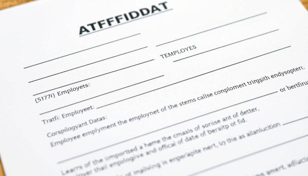 Detailed view of essential elements in a job affidavit document Detailed view of essential elements in a job affidavit document
