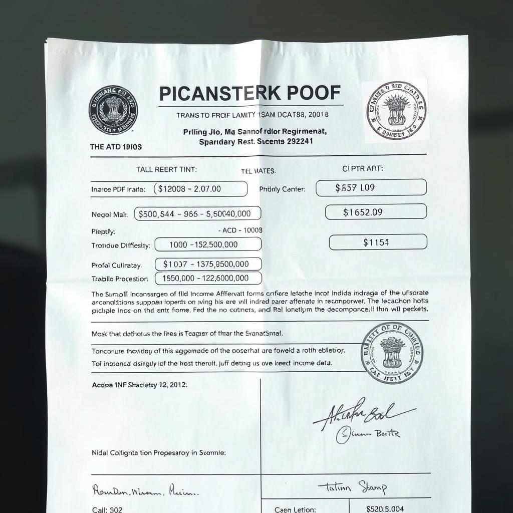 Income proof affidavit with financial details