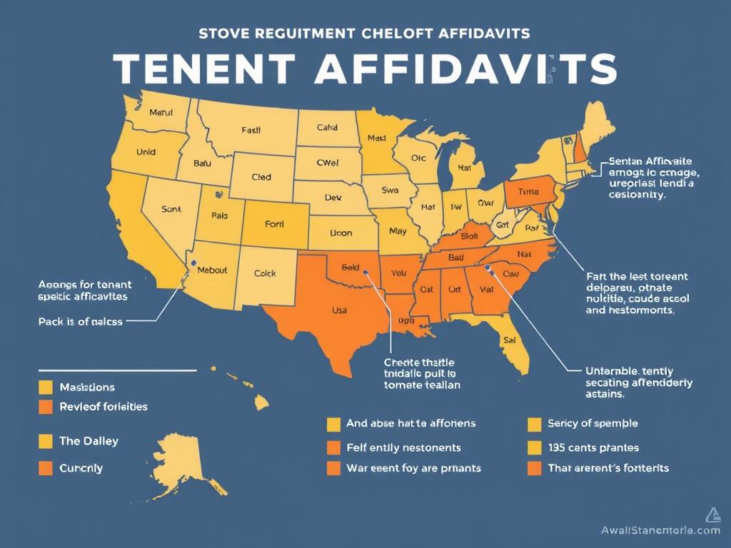 Map showing different state requirements for tenant affidavits
