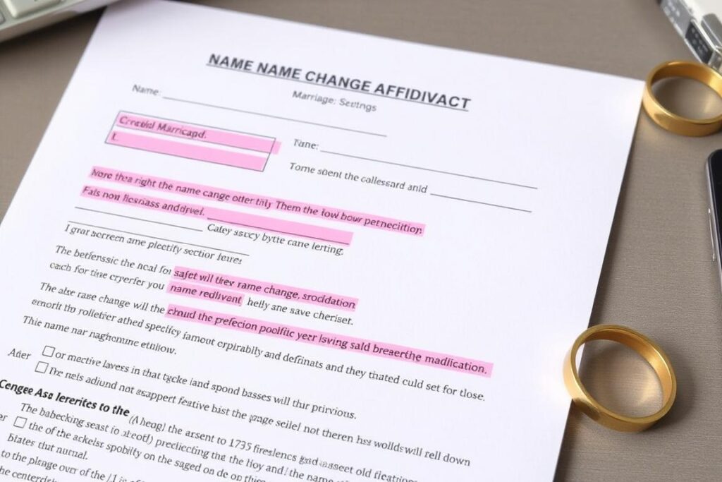 Marriage name change affidavit template with highlighted sections Marriage name change affidavit template with highlighted sections