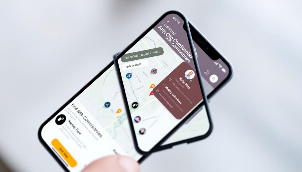 Mobile app interface for finding accredited Notary & Oath Commissioner 2025 professionals Mobile app interface for finding accredited Notary & Oath Commissioner 2025 professionals