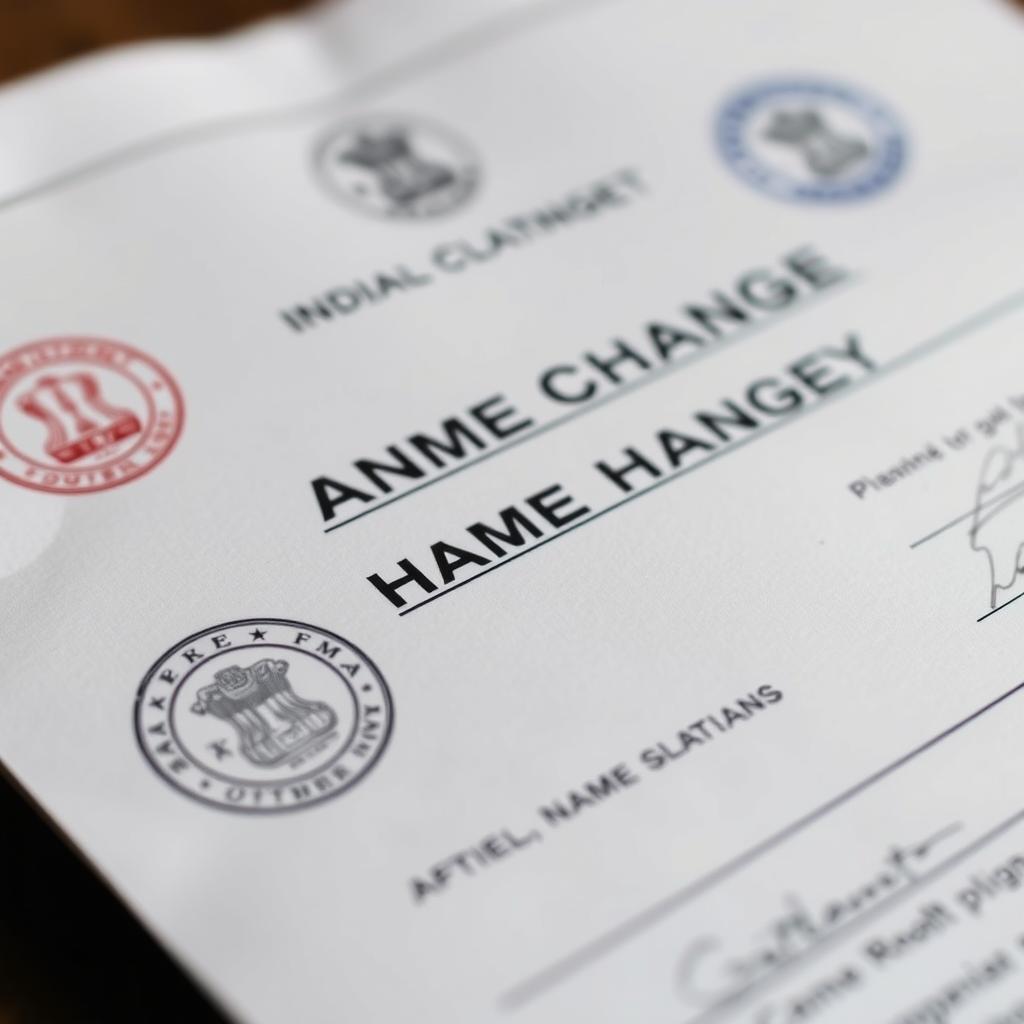 Name change affidavit document with official stamps