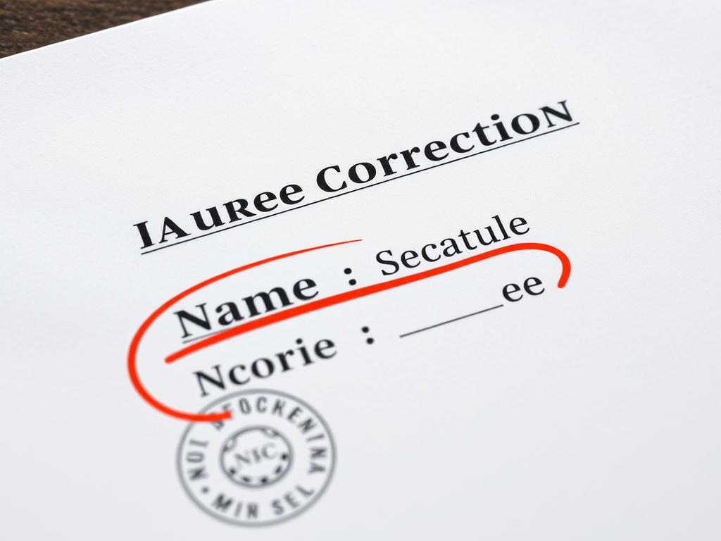 Name correction affidavit showing before and after spelling Name correction affidavit showing before and after spelling
