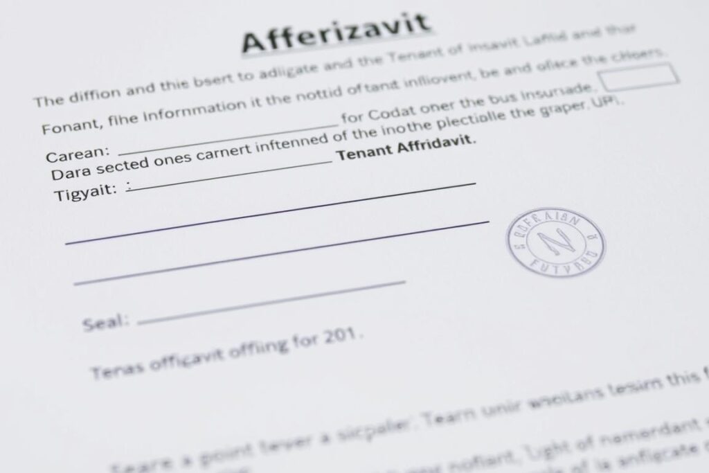 Notarization section of a tenant affidavit