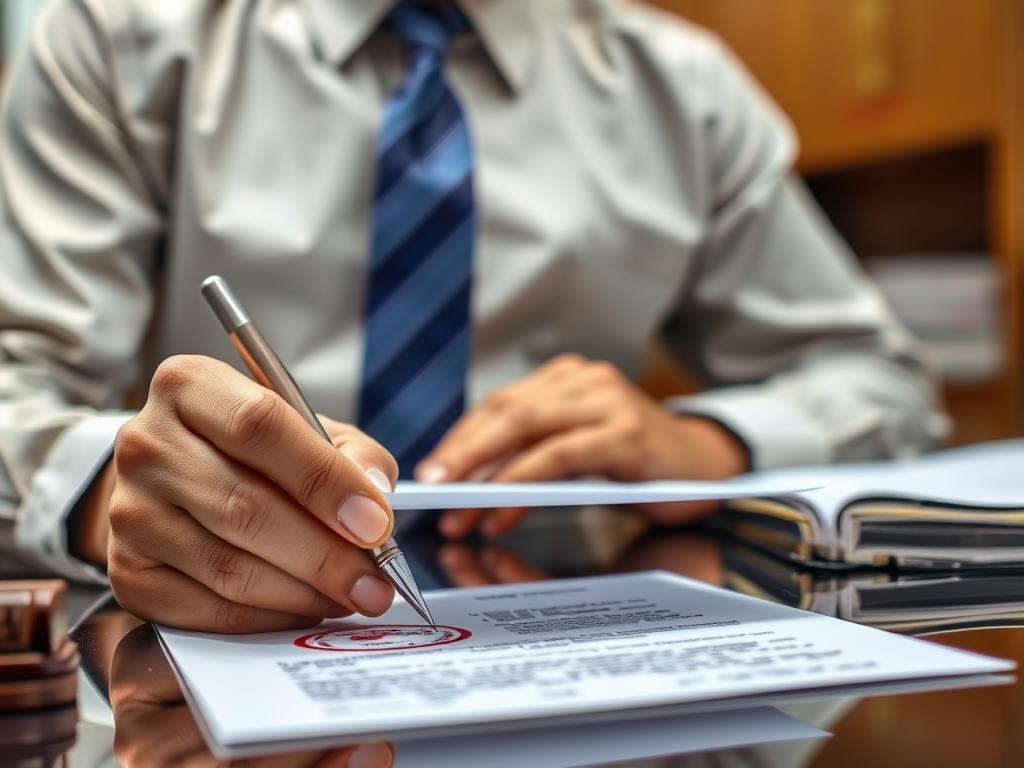 Notary public attesting an affidavit with official seal
