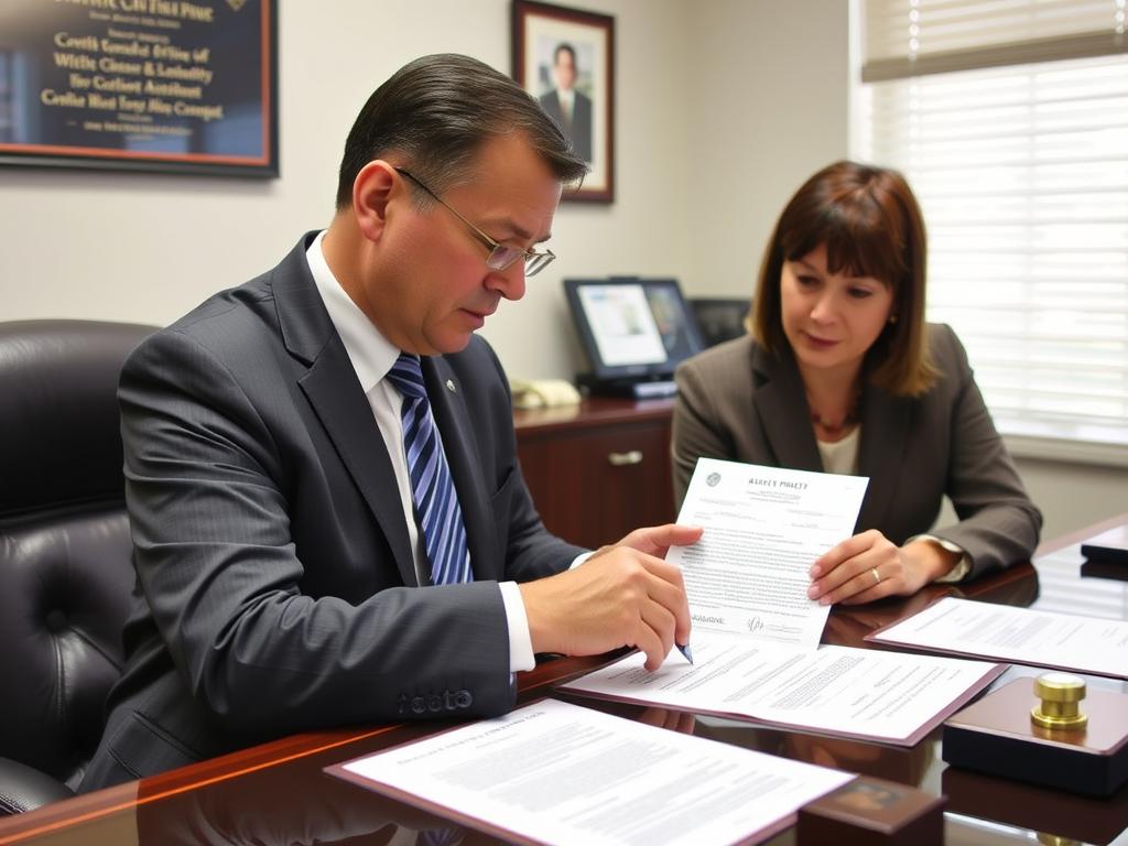 Notary public notarizing a birth certificate affidavit