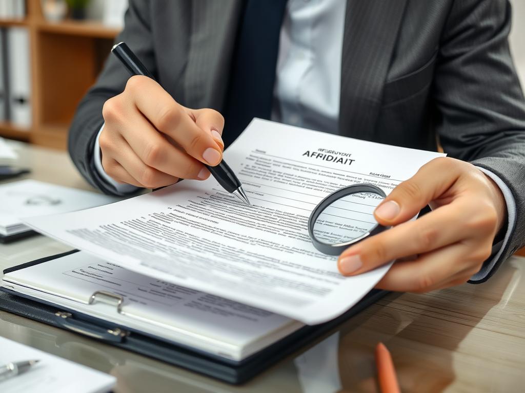 Person checking an affidavit for errors