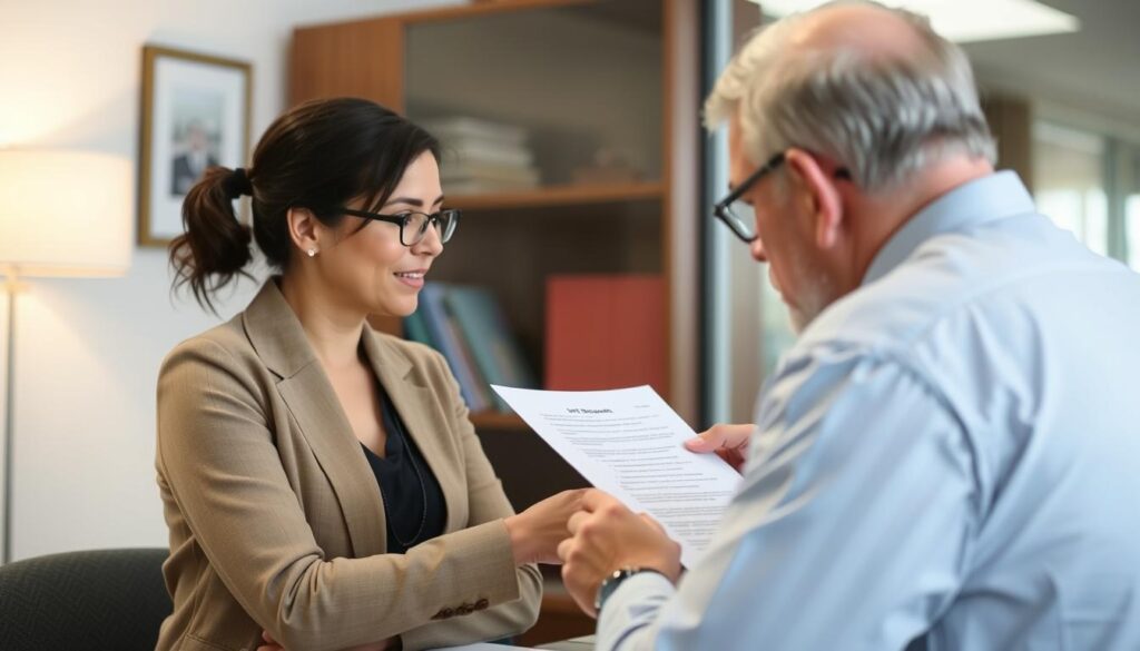 Person consulting with a notary about a Lost Documents Affidavit