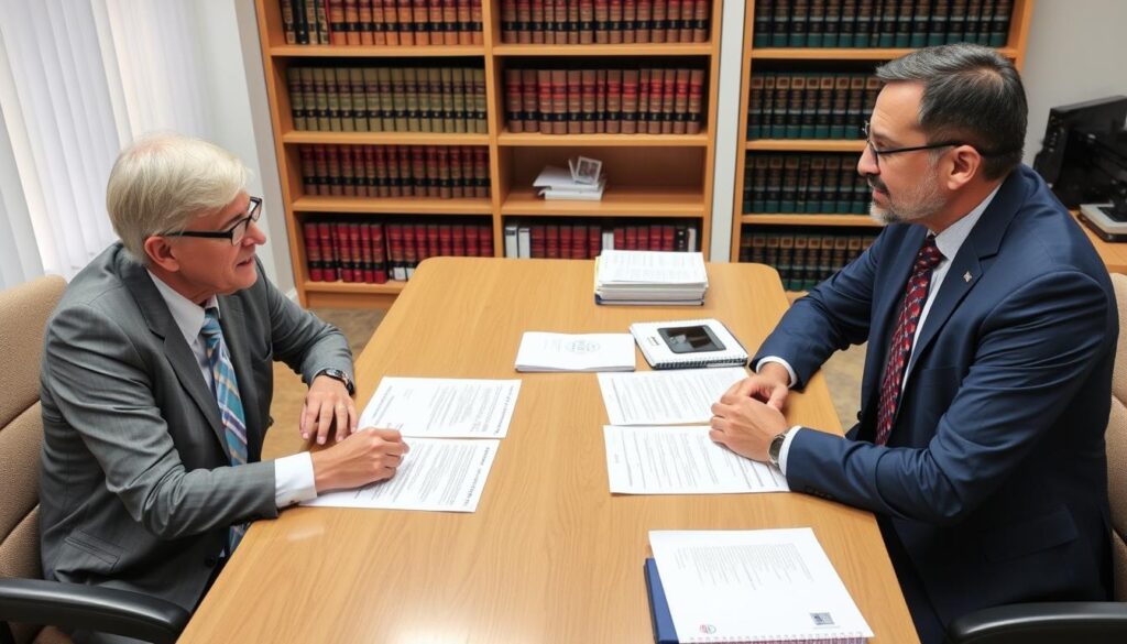 Person consulting with legal expert about birth certificate affidavit