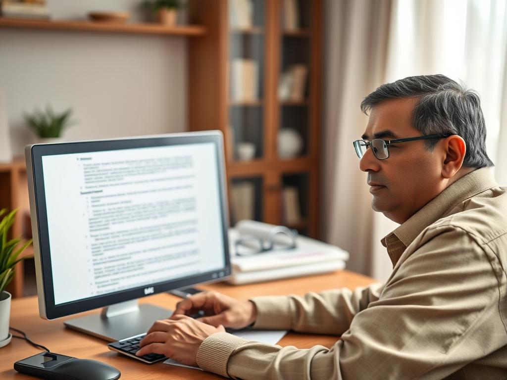 Person drafting an affidavit on a computer