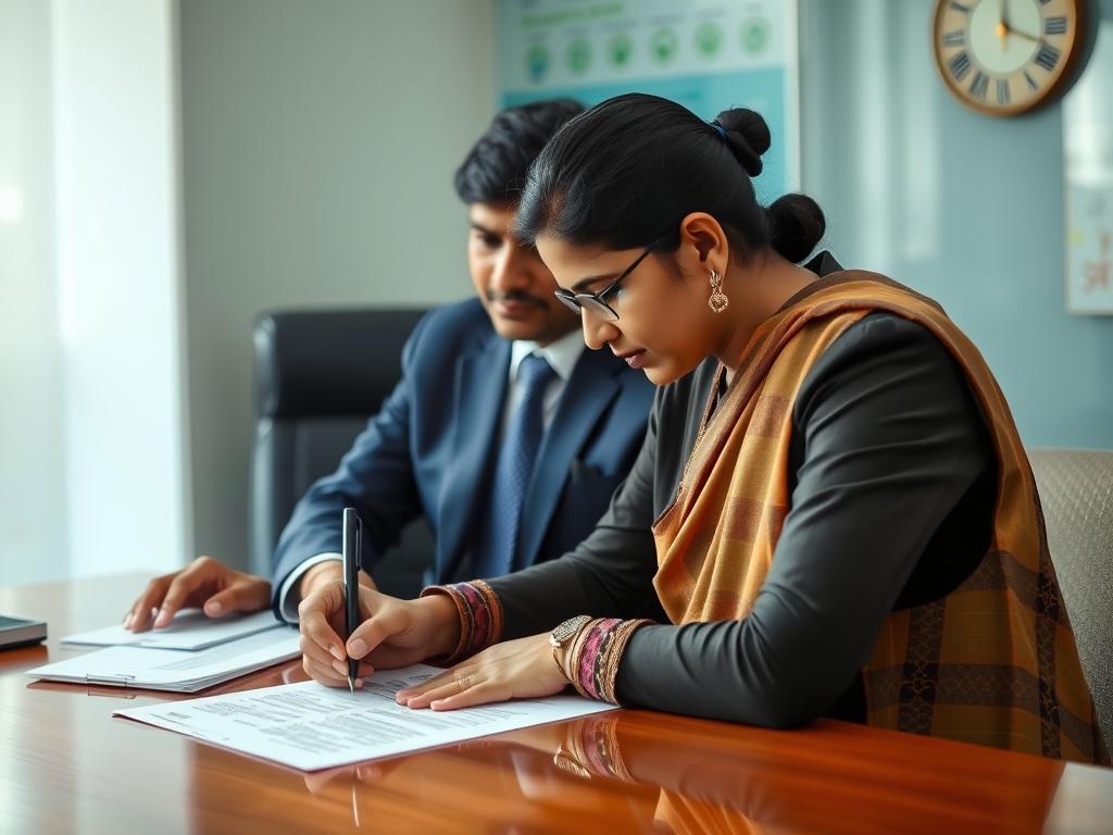 Person signing an Indian Affidavit in front of a notary public