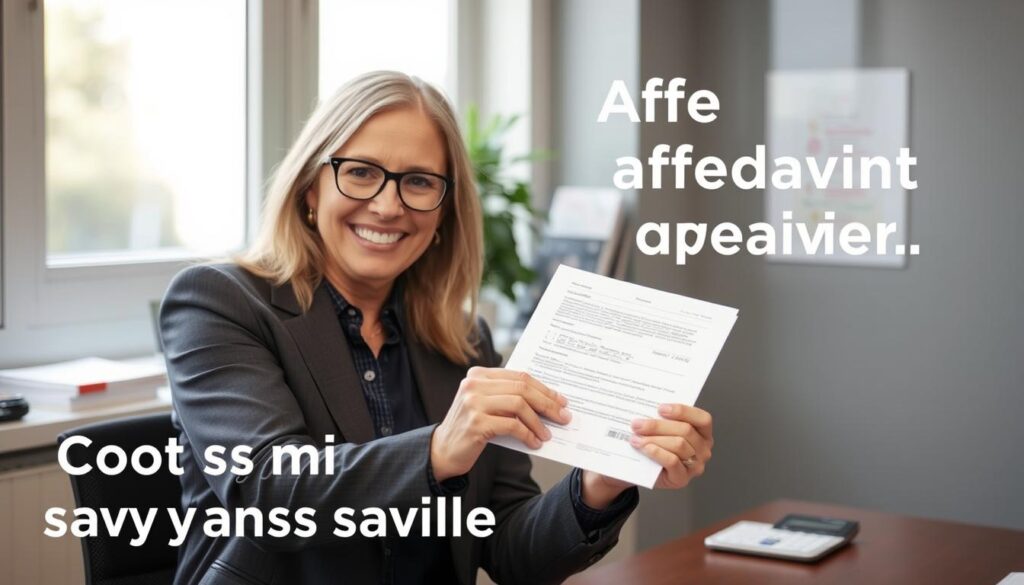 Person successfully completing affidavit process with cost-saving strategies