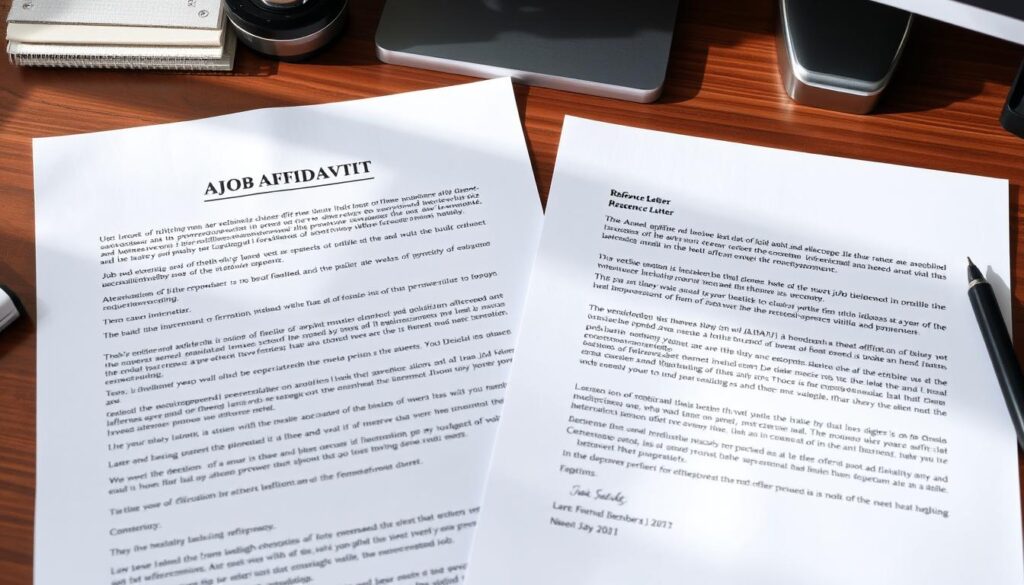 Side by side comparison of a job affidavit and reference letter Side by side comparison of a job affidavit and reference letter