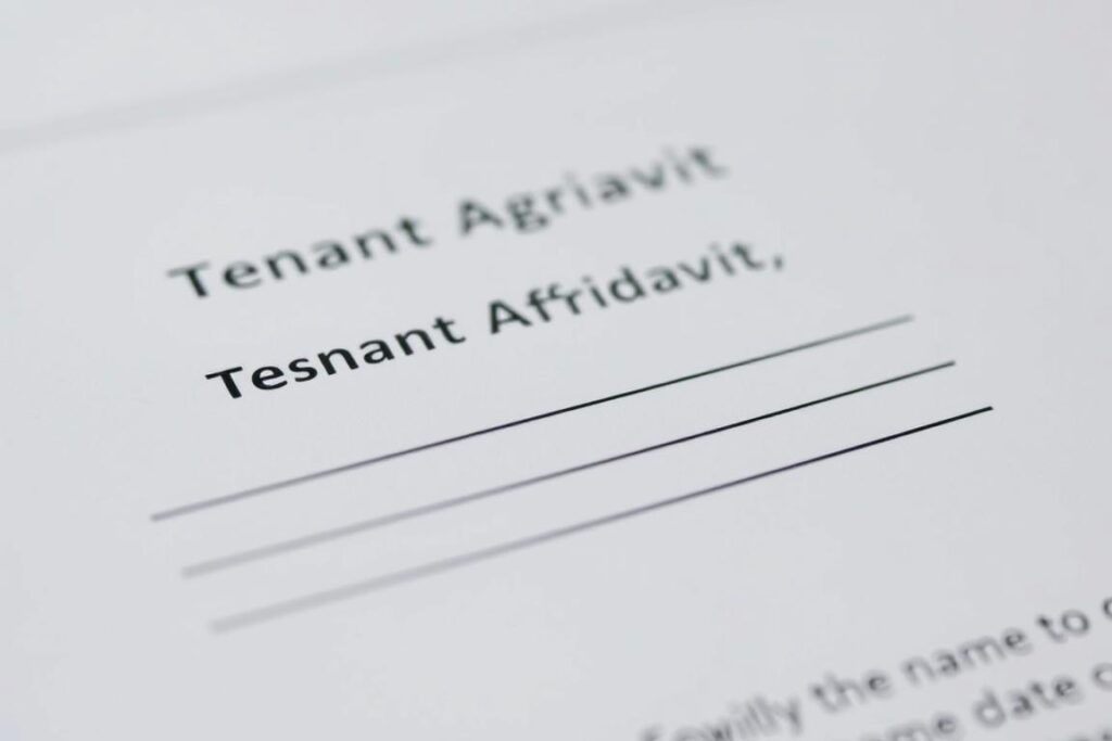Signature block of a tenant affidavit