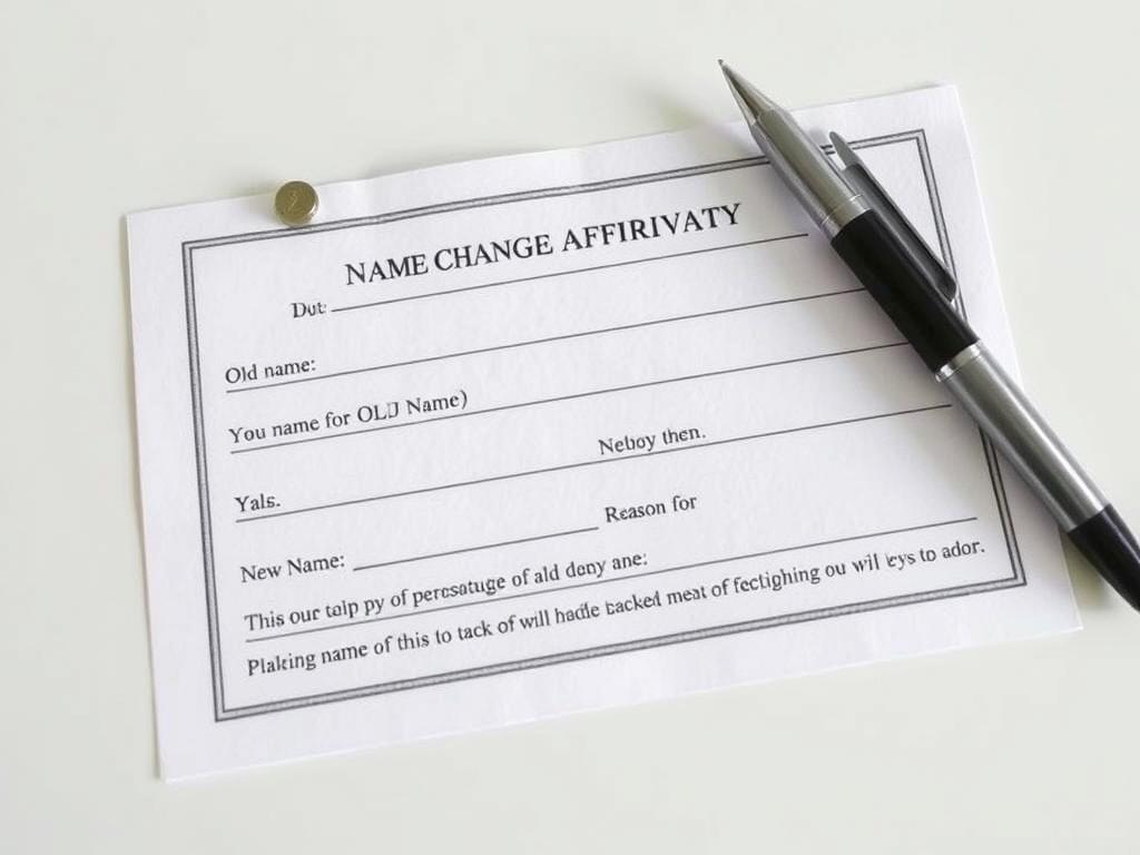 Standard name change affidavit form with pen Standard name change affidavit form with pen