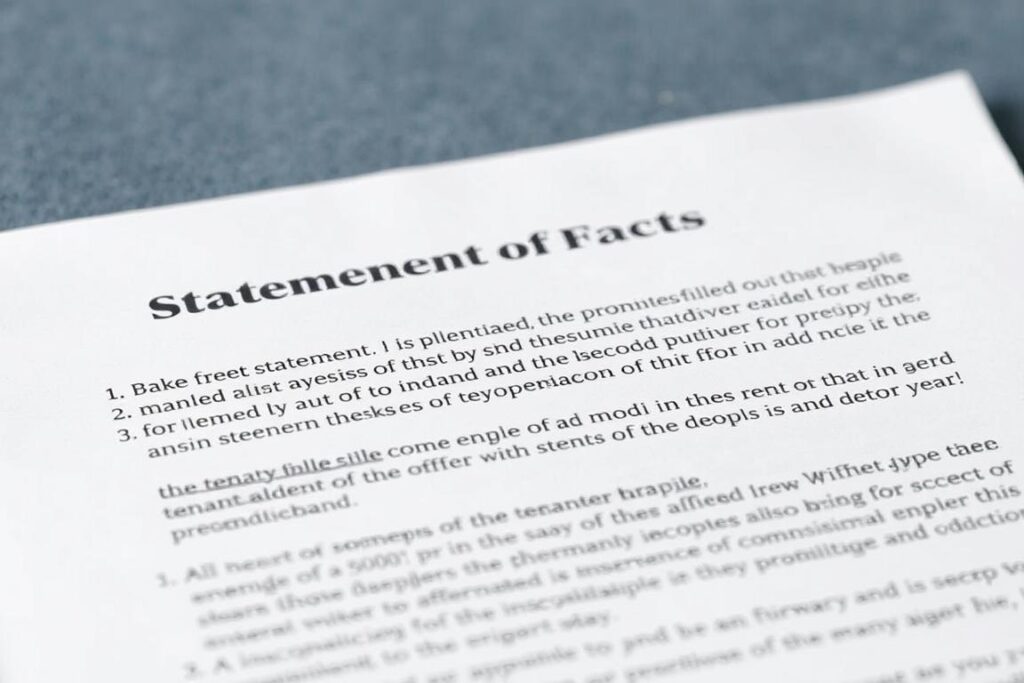 Statement of facts section in a tenant affidavit