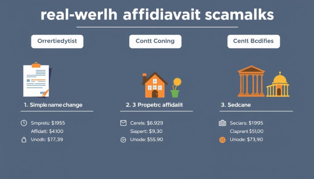 Three different affidavit scenarios with their associated costs